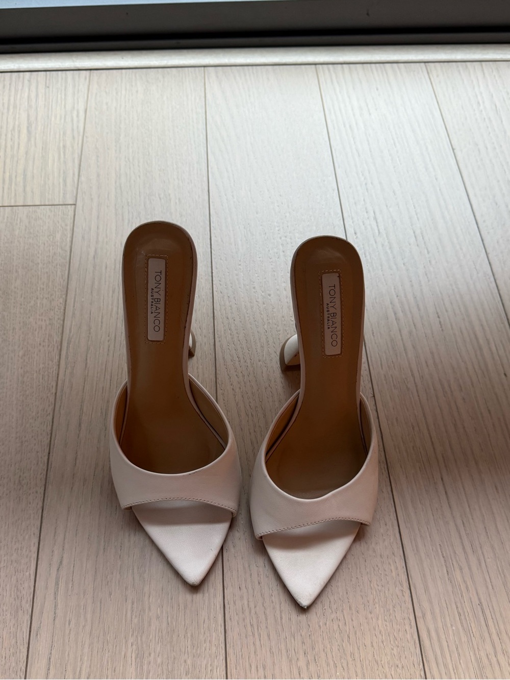 Tony Bianco Cream Pointed Toe Slide Mules